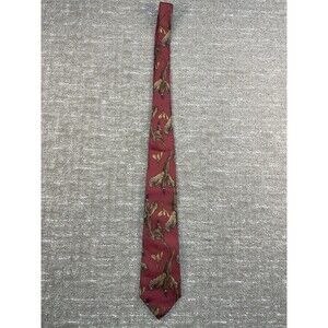 Lands End Silk Men Long Tie Maroon Pheasant Neck 64” Long 3 3/4” Wide Hand Sewn